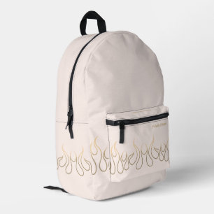 Girly Stylish Fire Flame Pink Gold Printed Backpack