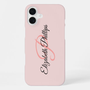 Girly Stylish Misty Rose Monogram Letter iPhone 16 Plus Case