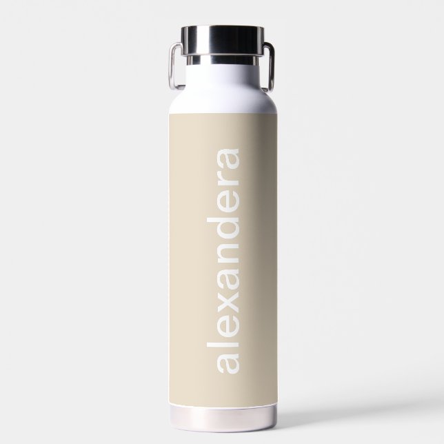 Girly Stylish Personalised Beige Cream  Water Bottle (Front)