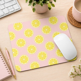 Girly Summer Aesthetic Pink Lemon Slice Mouse Pad
