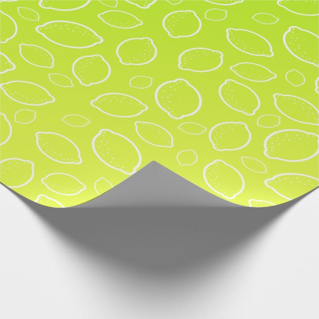 girly summer fresh green yellow lemon pattern wrapping paper (Corner)