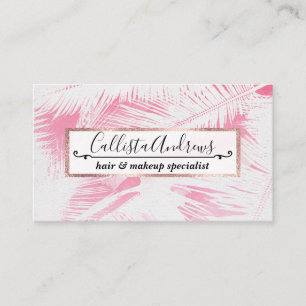 Girly Summer Pink White Tropical Palm Tree Fronds Business Card