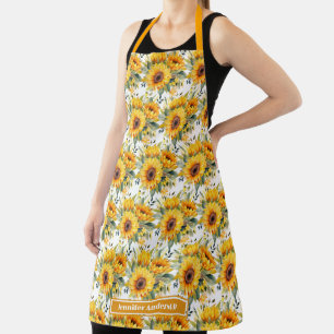 Girly Sunflowers Floral Apron