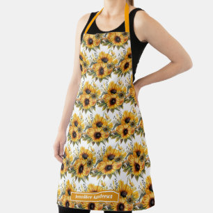 Girly Sunflowers Floral Apron