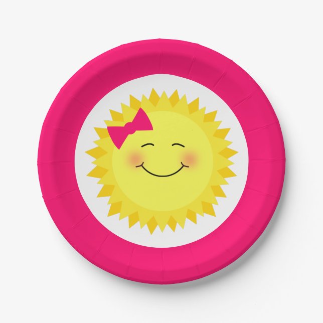 Girly Sunshine Paper Plate (Front)