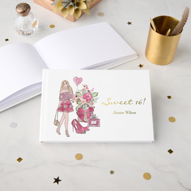 Girly Sweet 16! Guest Book (Front Open)