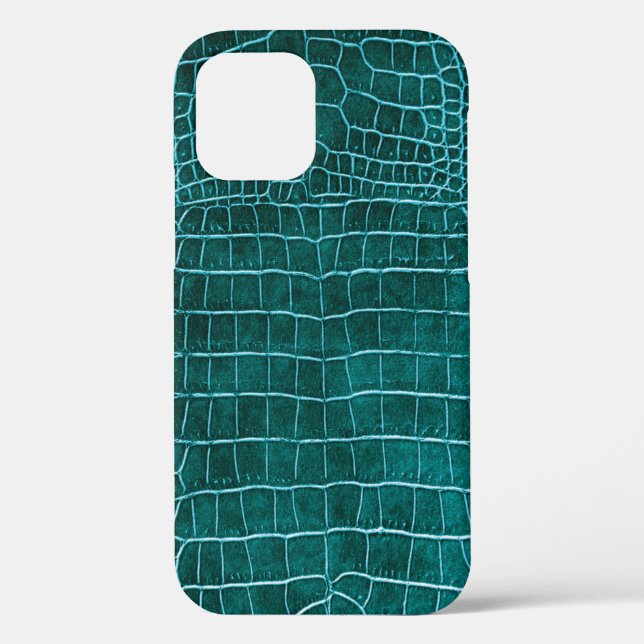 Girly Teal Faux Crocodile Leather Case-Mate iPhone Case (Back)