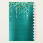 Girly Teal Glitter Brushed Metal 2024