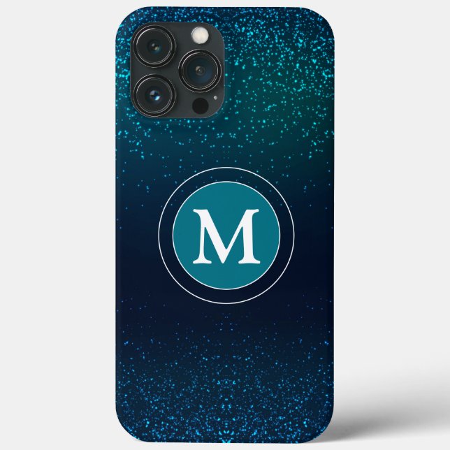 Girly Teal Glitter Sparkly Monogram Case-Mate iPhone Case (Back)