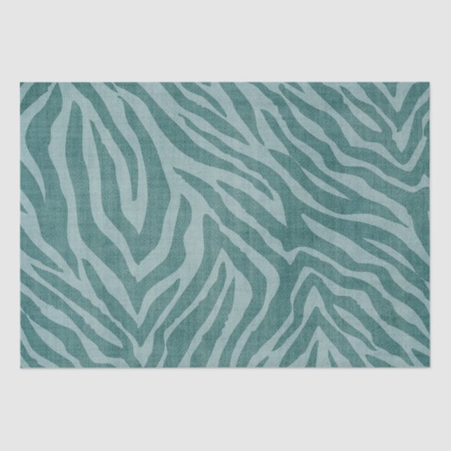 Girly Teal Green Zebra Print Tissue Paper (Front)