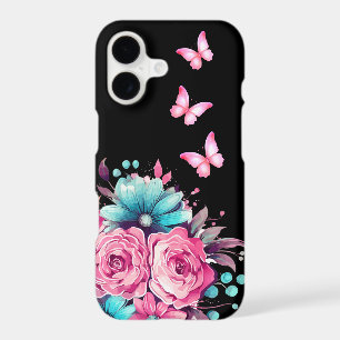 Girly Teal & Pink Butterfly
