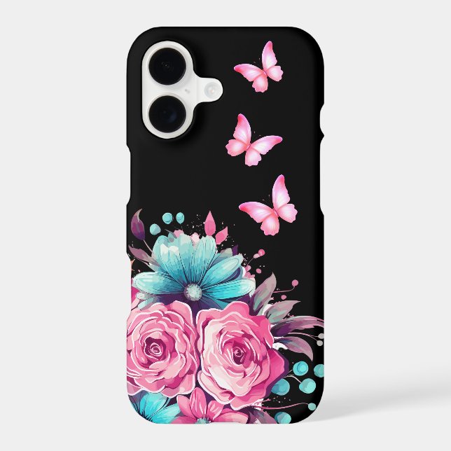 Girly Teal & Pink Butterfly  (Back)