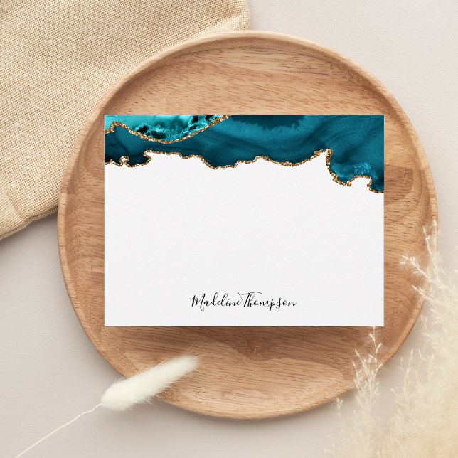 Girly Teal Velvet Agate Geode Script Typography Card (Creator Uploaded)