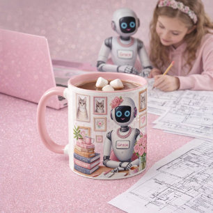 Girly Tech AI Robot Grace Pink Sparkle Mug