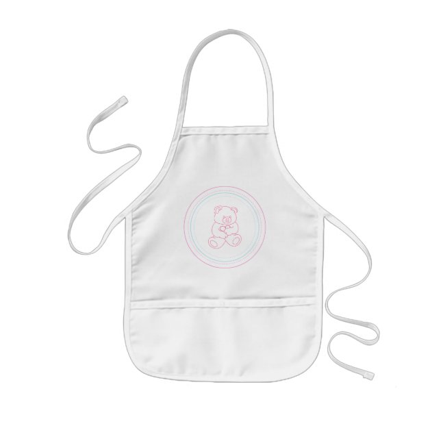Girly Teddy Bear Kids Apron (Front)