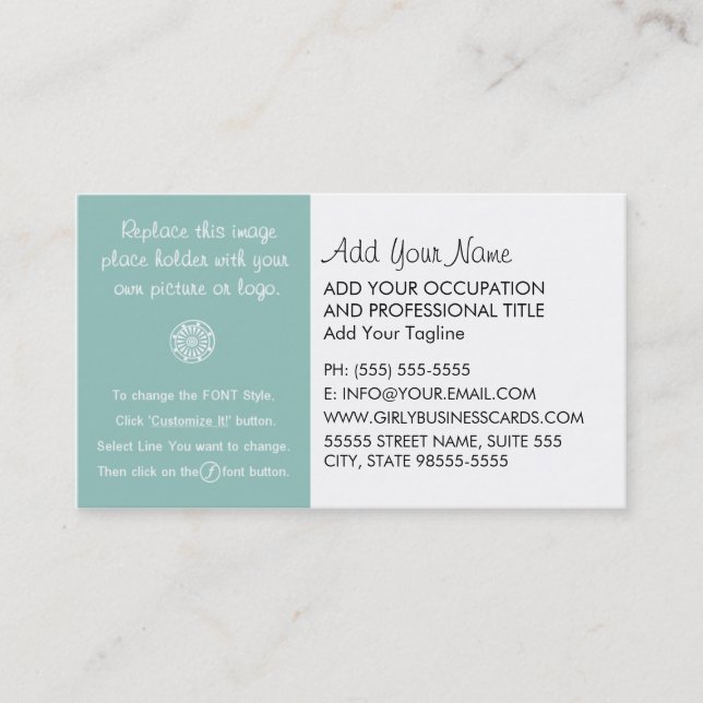 Girly Template Instructions Business Card (Front)