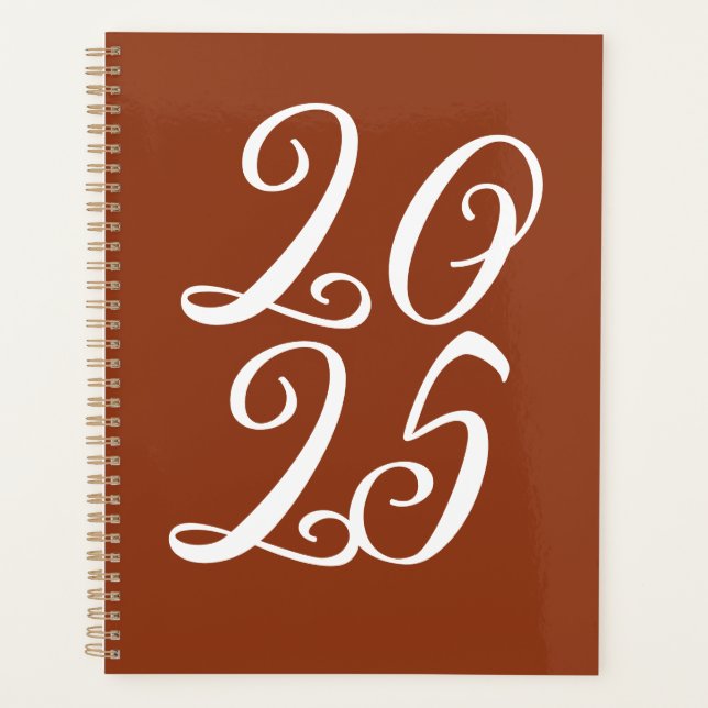 Girly terracotta custom cute script year planner (Front)