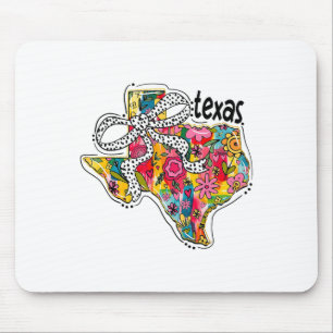 Girly Texas State Map Floral Coquette Bow 4th Of J Mouse Pad