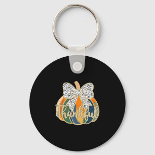 Girly Thankful Pumpkin Season Thanksgiving Autumn  Key Ring