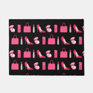 Girly things black doormat
