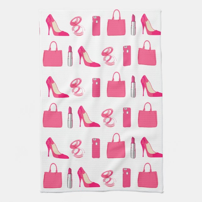 Girly things design tea towel (Vertical)