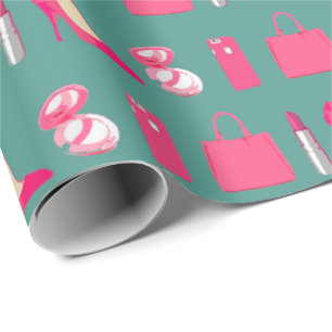 Girly things teal wrapping paper