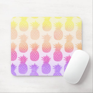 Girly Topical Rainbow Summer Pineapples Pattern Mouse Pad