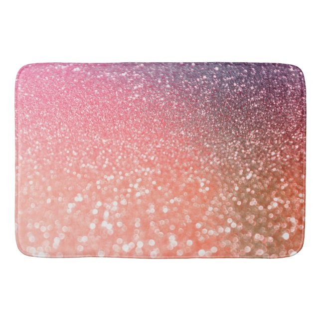 Girly Trend Rose Gold Blush Glitter Bath Mat (Front)
