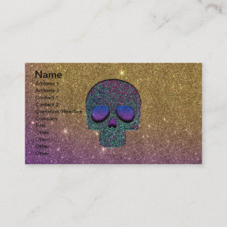 Girly Trendy Faux Glitter Skull Business Card