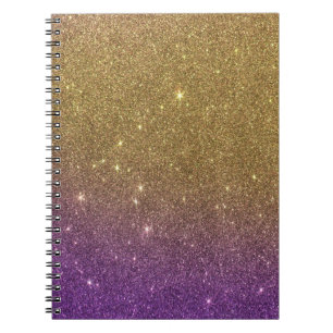 Girly Trendy Faux Gradient Glitter Spiral Notebook