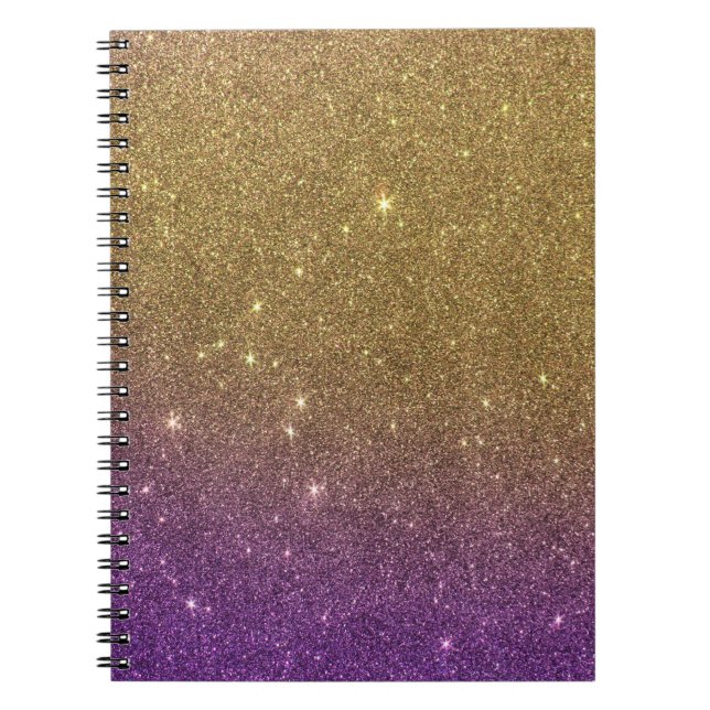 Girly Trendy Faux Gradient Glitter Spiral Notebook (Front)