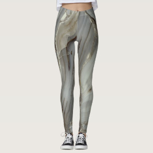 Girly Trendy Grey Marble Texture Leggings