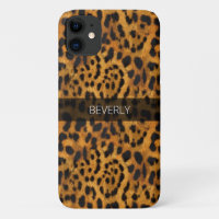 Girly Trendy Jaguar Skin Print Name Personalised