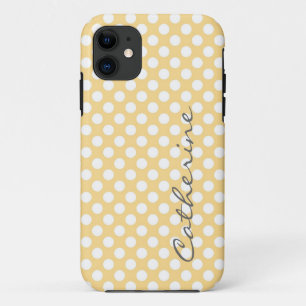 Girly, trendy  light yellow polka dots custom Case-Mate iPhone case