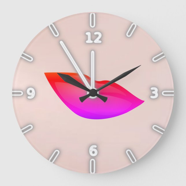 Girly Trendy  Lips,Kiss Large Clock (Front)