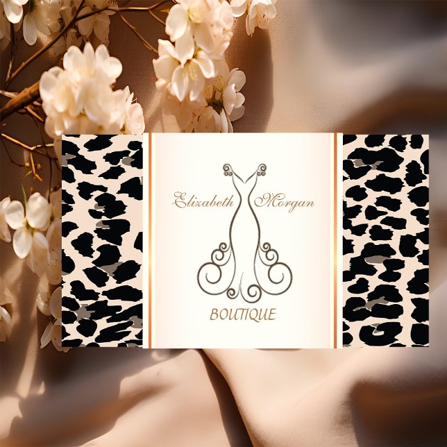Girly Trendy Modern  Elegant,Leopard Print  ,Dress Business Card (Creator Uploaded)