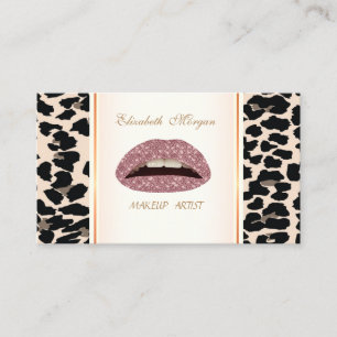 Girly Trendy Modern  Elegant,Leopard Print  ,Lips Business Card