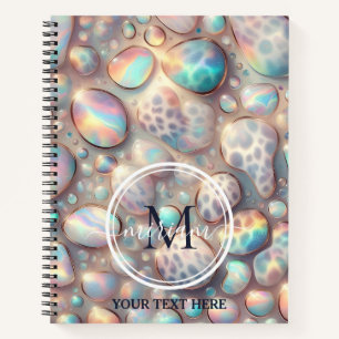 Girly Trendy Opal Leopard Print Monogram Softcover Notebook