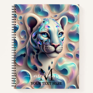 Girly Trendy Opal Leopard Print Monogram Softcover Notebook