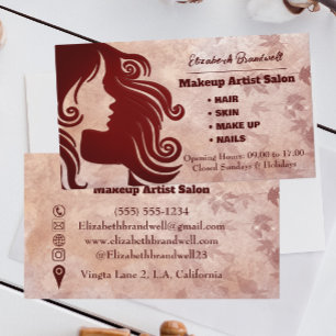 Girly Trendy Rose Glitter Makeup Hairstylist Business Card