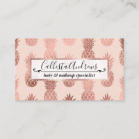 Girly Tropical Rose Gold Summer Pineapples Pattern