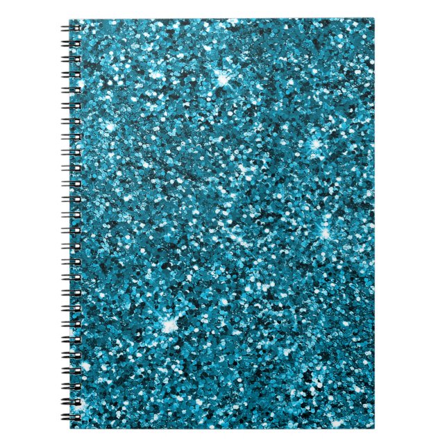 Girly Turquoise Glitter Notebook (Front)