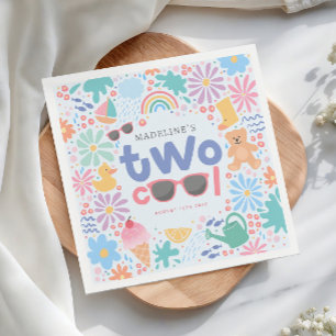 Girly Two Cool Summer Splash 2nd Birthday Napkin