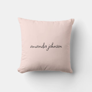 Girly Typography Light Pink Monogram Full Name Cushion