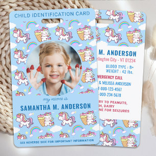 Girly Unicorn Custom Photo Child Identification ID Badge