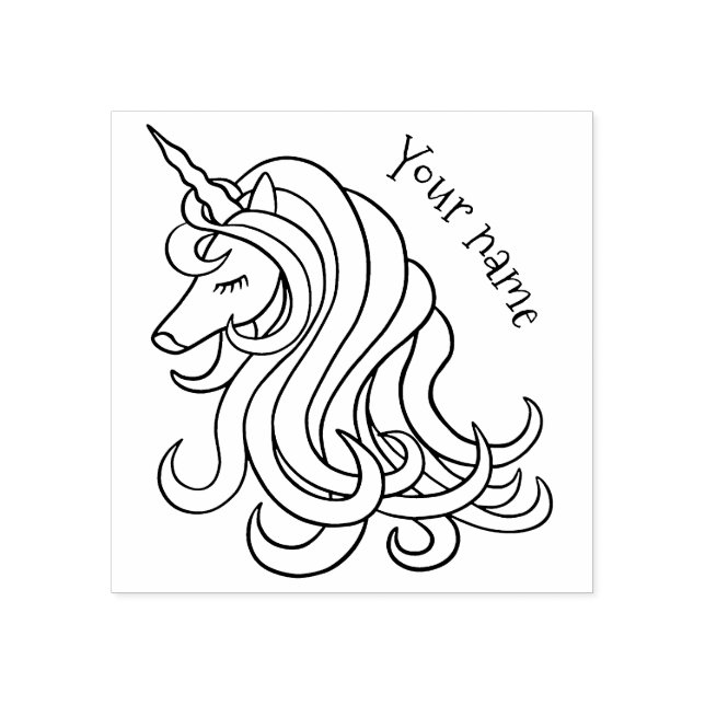 Girly unicorn design with your name rubber stamp (Imprint)