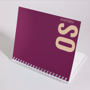Girly Unique Burgundy Monogram Typography Notebook