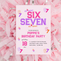 Girly Varsity Pink Purple 6 7 Meme Birthday Party