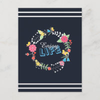 girly vibrant floral circle “Enjoy Life” words