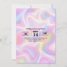 Girly Vibrant Pastel Holographic Swirl Design     